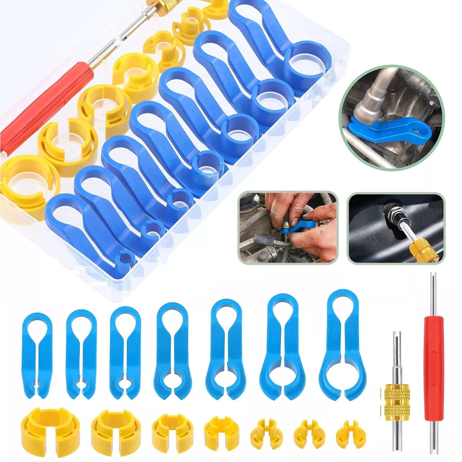 16PCS A/C Fuel Line Quick Disconnect Tool Kit Set 7 Size 1/4-7/8in Removal Tools
