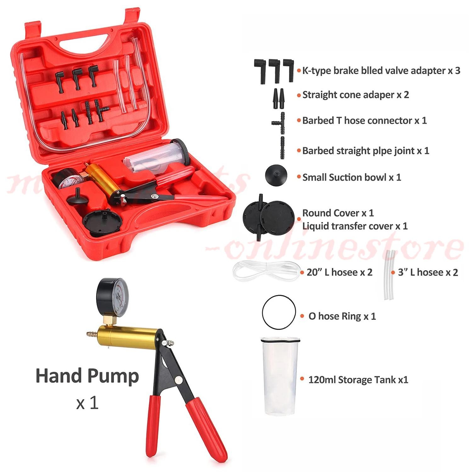 Manual Hand Vacuum Pump Car Pressure Tester Tool Brake Fluid Bleeder Bleeding