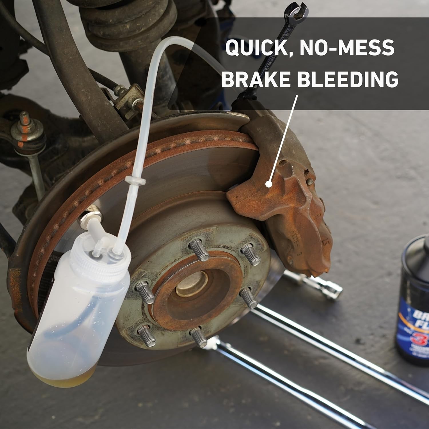 Brake Bleeding Kit with Check Valve 16oz Bottle 16in Hose Magnet Mount