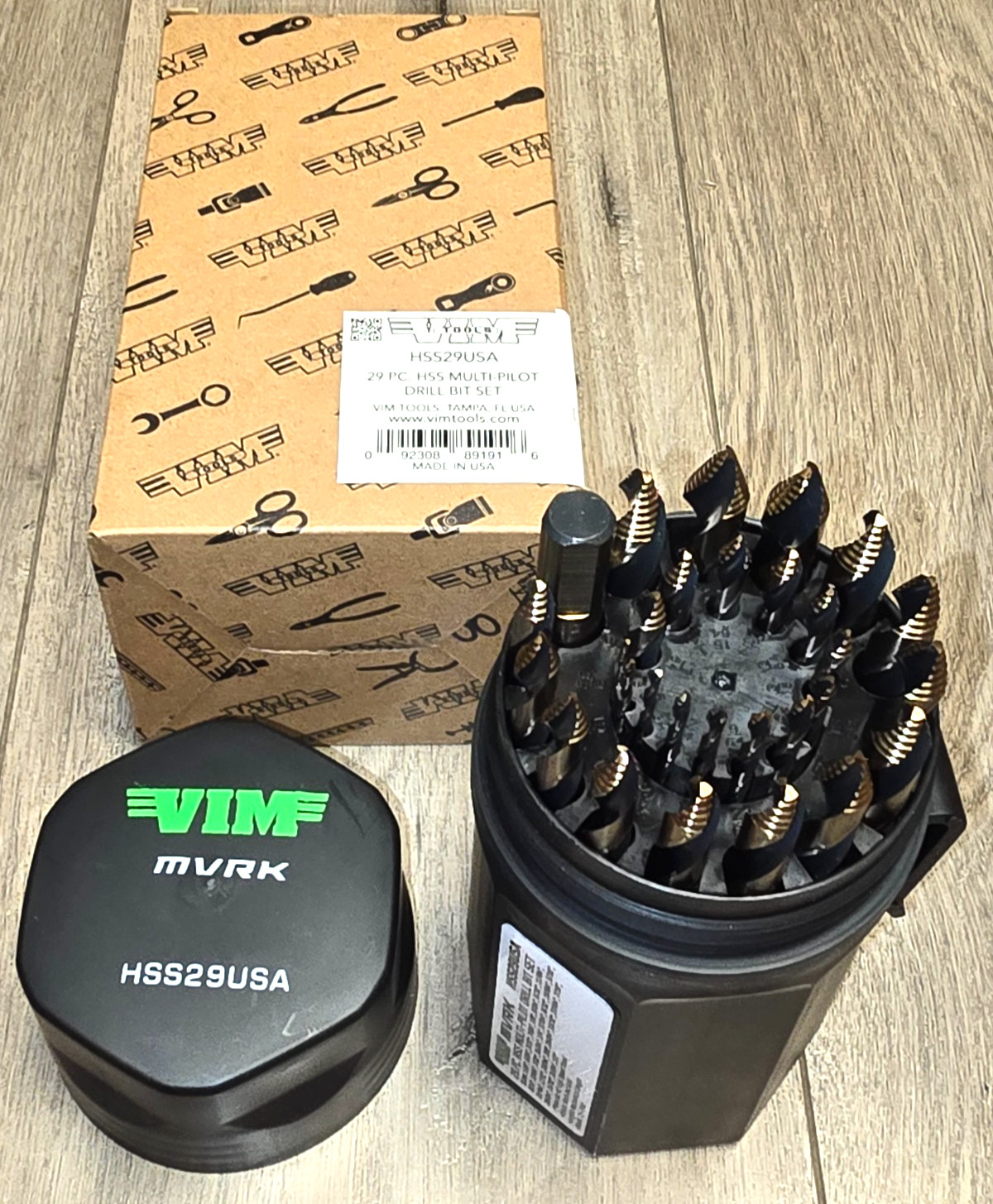 VIM Tools MVRK USA 29pc HSS Step Point Drill Bit Set, 1/16 to 1/2″ #HSS29USA