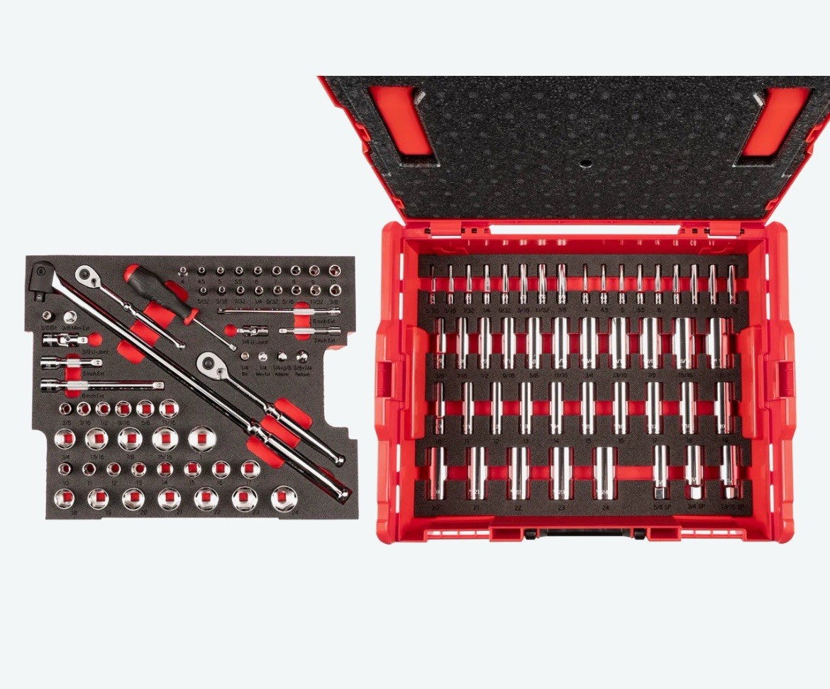 Tekton Tools OLB91301 1/4 3/8 Inch 6-Point Socket Set in Tool Box In L Boxx Case