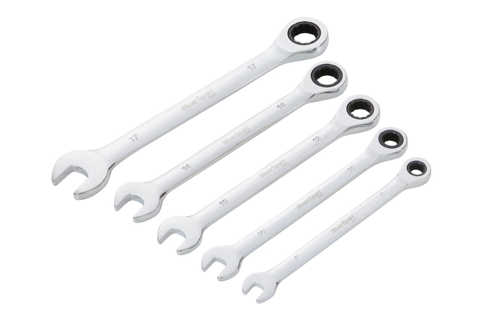 Blue Spot Tools 5 Pce Combination Ratchet Spanner Set 8-17mm + Carry Case