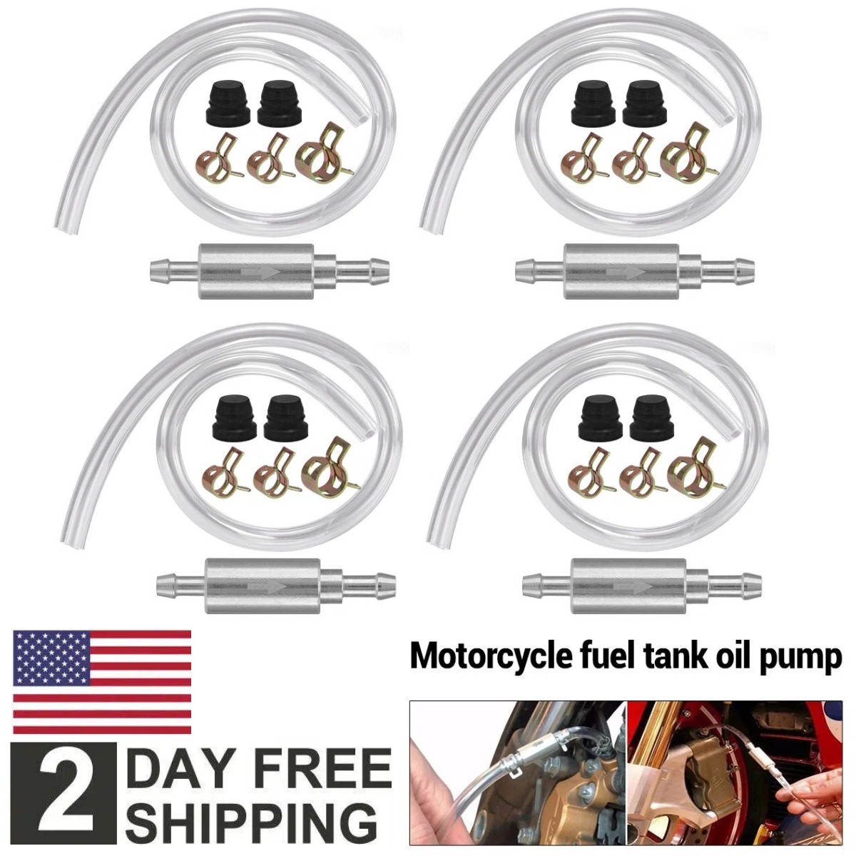 4 PCS Brake Bleeder Hose, One Way Check Valve Tube Bleeding Tool Kit Silver US