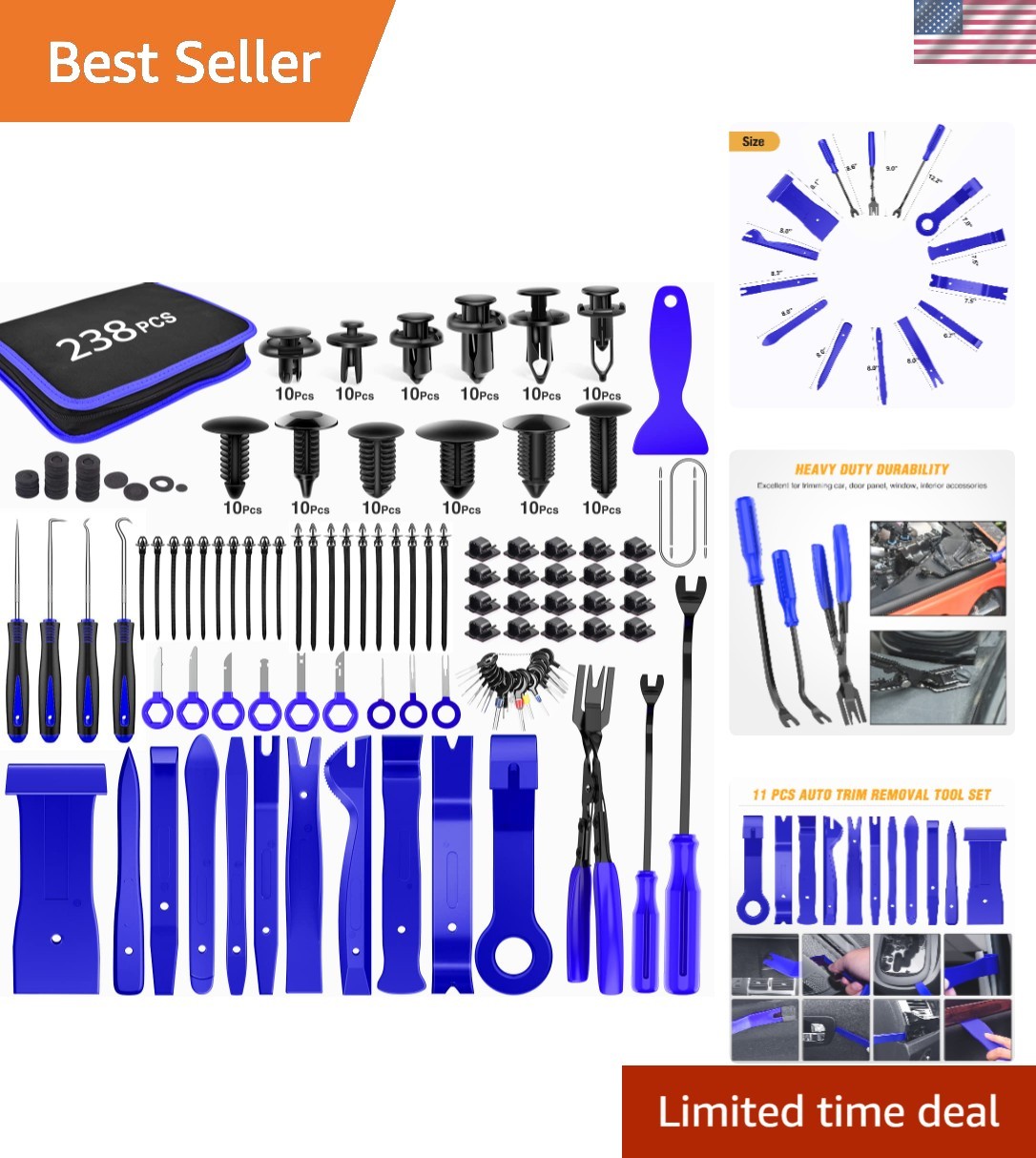 Complete 238-Piece Trim Removal Tool Set – Non-Toxic Durable Nylon Fiber Tools