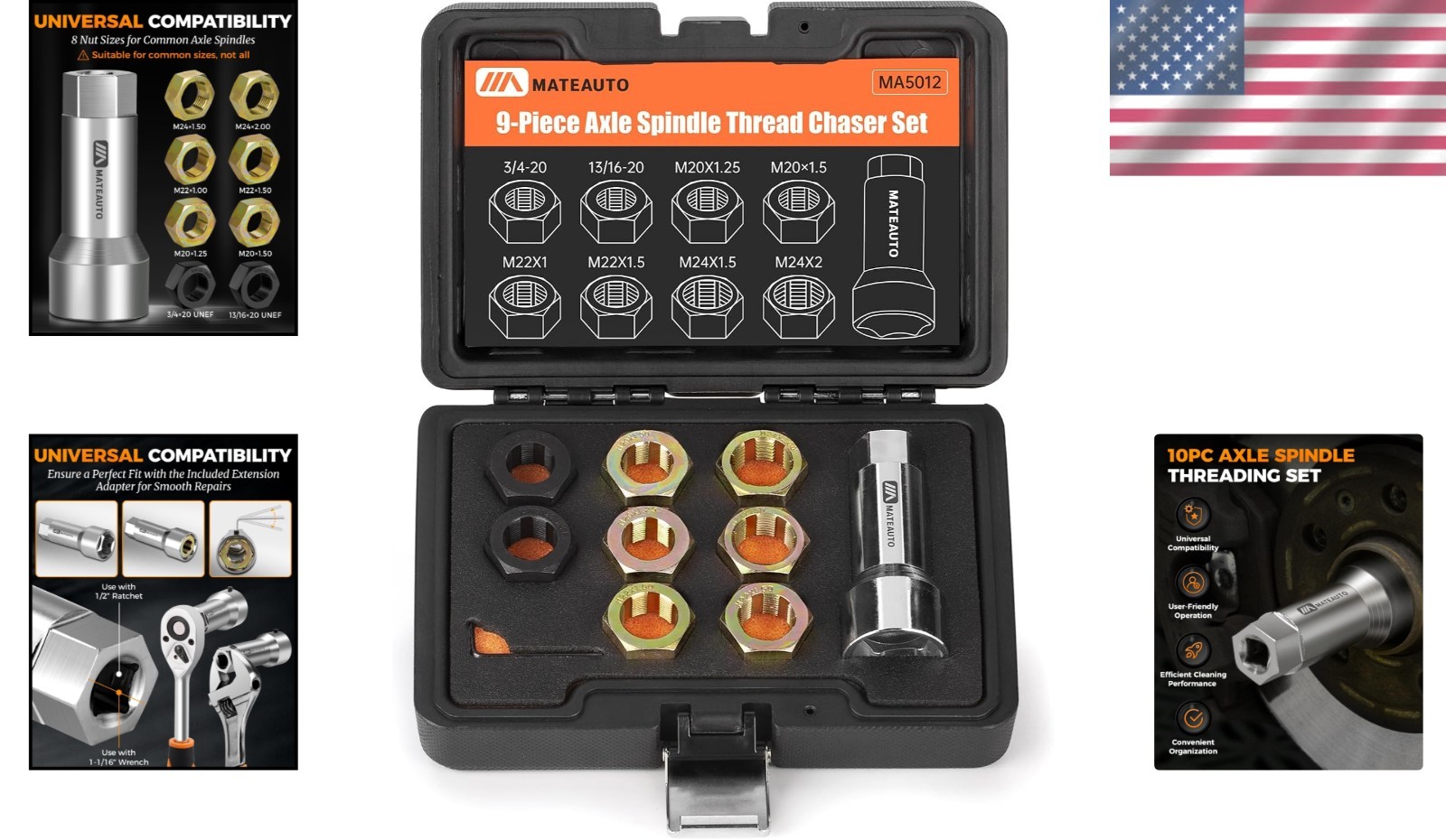 Precision 10-Piece Rethreading Tool Kit for Automotive & Machinery Applications