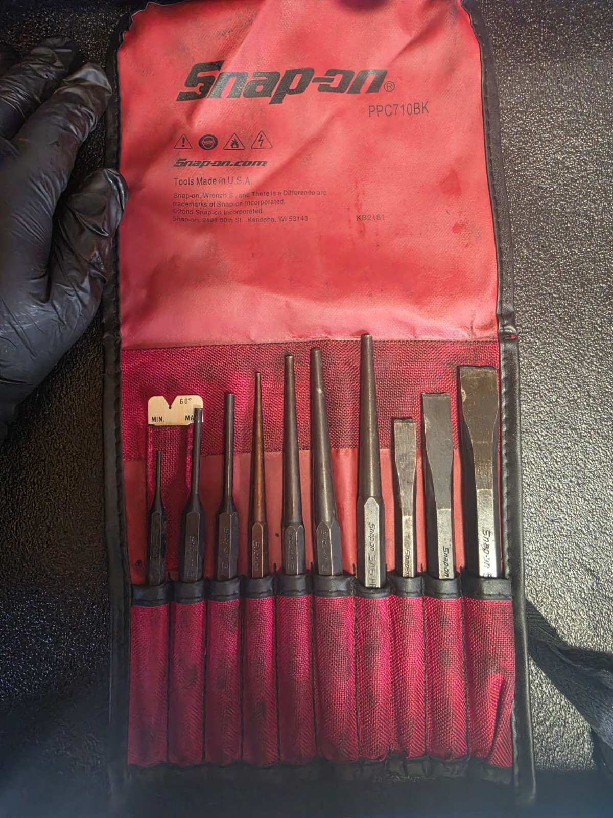 Snap On 11pc Punch And Chisel Set PPC710BK – with Chisel Gauge In Case -RRP £238