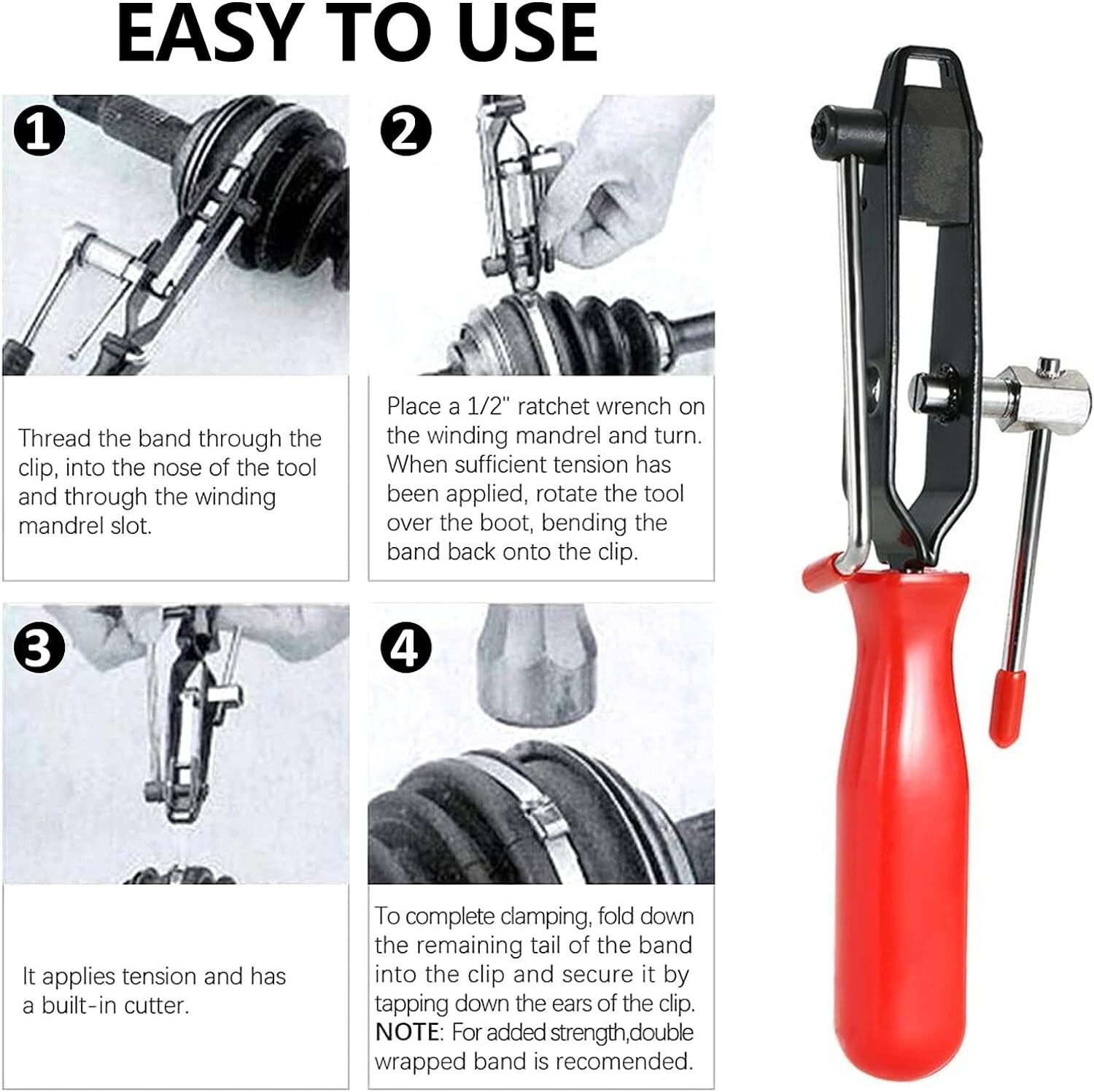 2Pcs CV Clamp and Joint Boot Clamp Pliers Tool Banding Crimper Cutter