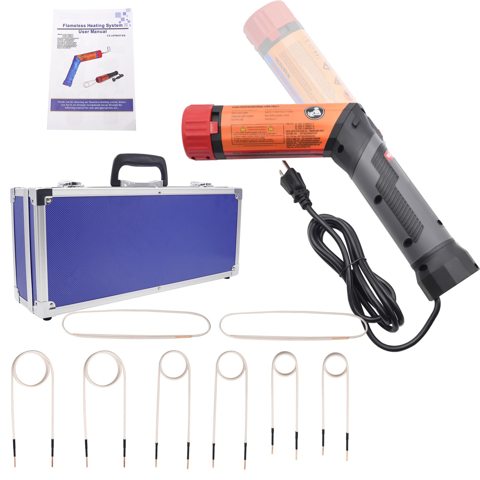 1100W Portable Heat Induction Tool Magnetic Induction Heater Kit with 8 Coils