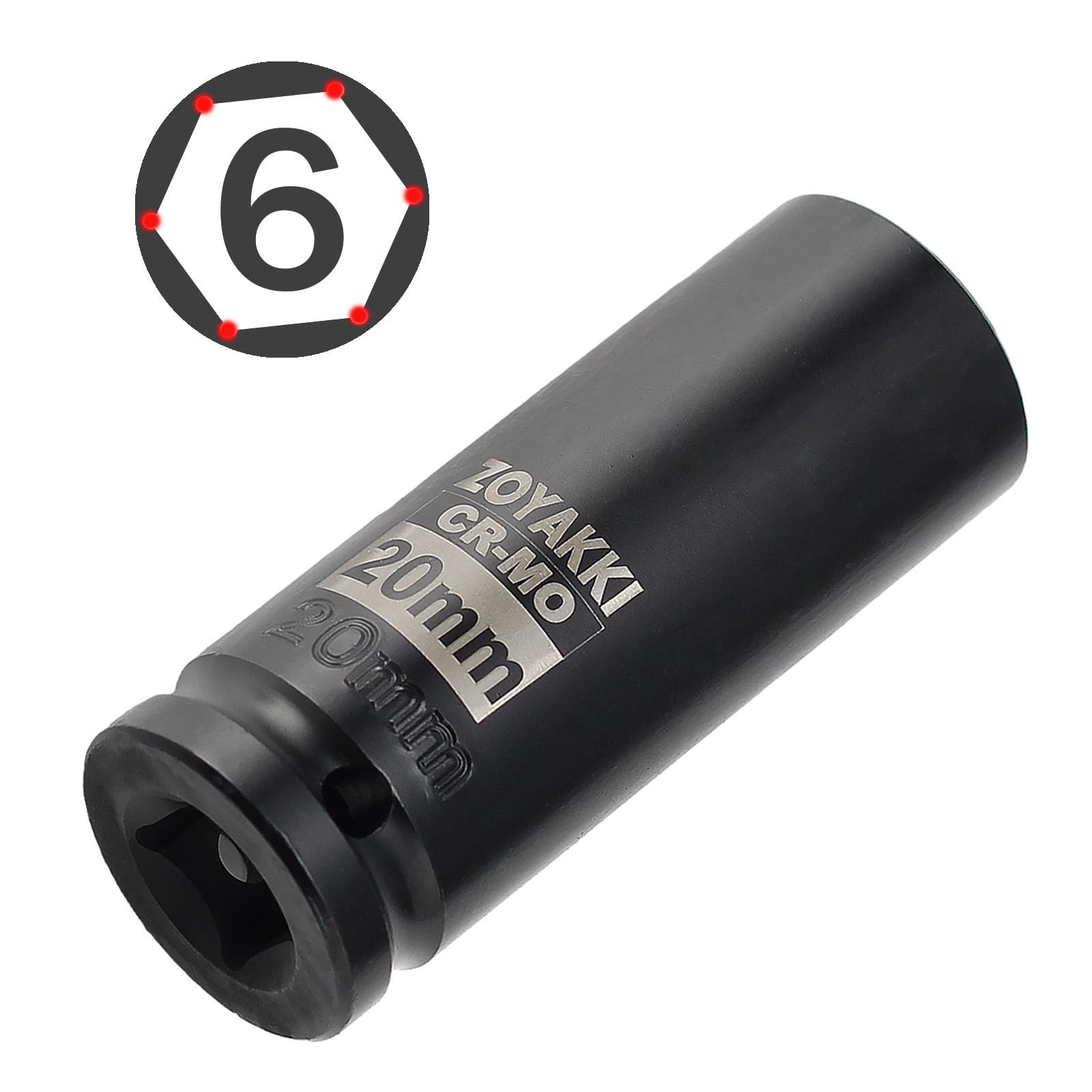 1/2 Drive X 20 Mm Deep 6 Pt Impact Socket Crmo 1/2inch Drive 6 Point Axle Nut S