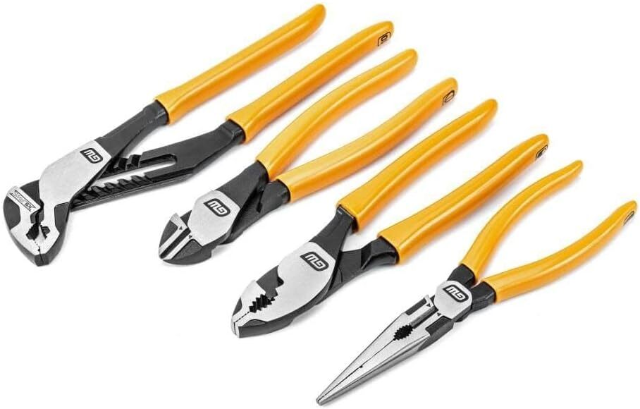 GEARWRENCH 4 Piece Dipped Mixed Material Plier Set – Black & Molten Orange