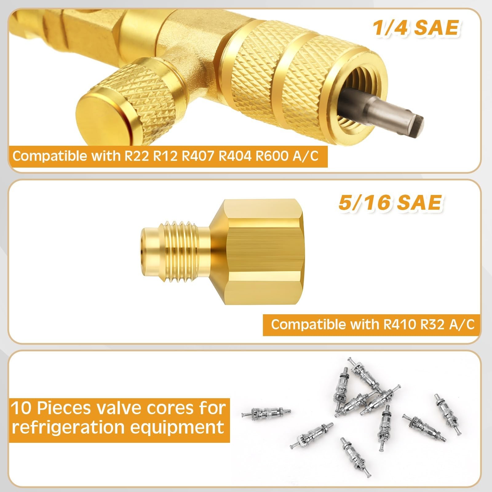 18 Pcs Valve Core Remover Installer Tool Set, Refrigeration Wrench, Dual Size 3/