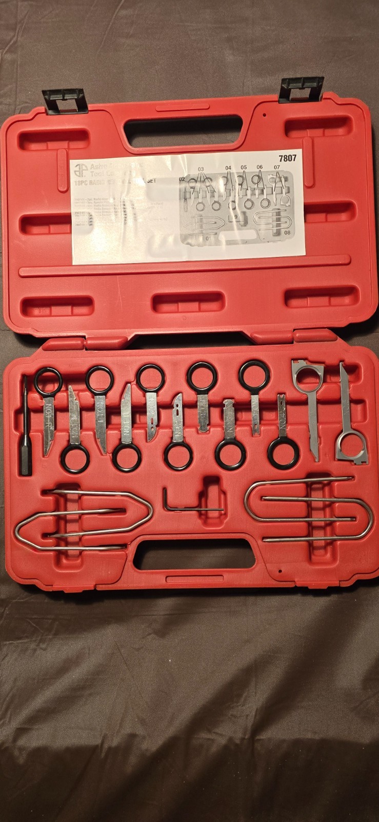 ASTRO PNEUMATIC TOOL COMPANY 18PC RADIO REMOVAL TOOL SET 7807