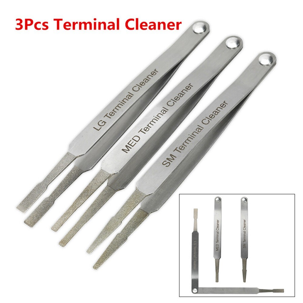 3Pcs/Set Diamond Grip Electrical Terminal Cleaner Tool Wiring Tweezer Style