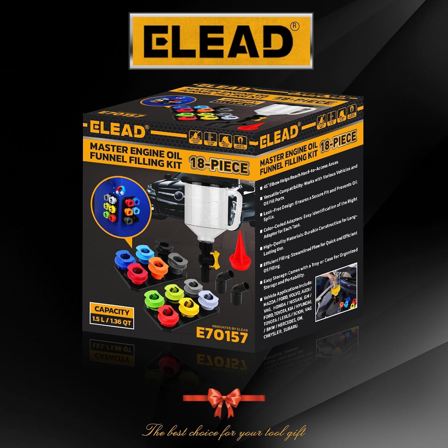 19PC Engine Oil Coolant Funnel Kit 12 Adapters & Brake Fluid Catcher Bleeder Kit