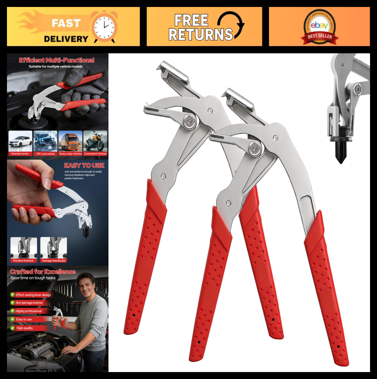Car Trim Removal Tool Set – Buckle Pliers & Disassembly Tools for Plastic Clips,