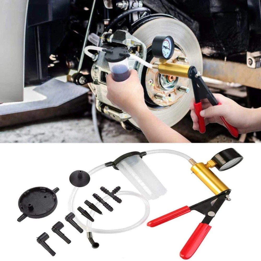 Brake Bleeder Vacuum Pump Kit Handheld Pressure Gauge for Brake Fluid Mainten…