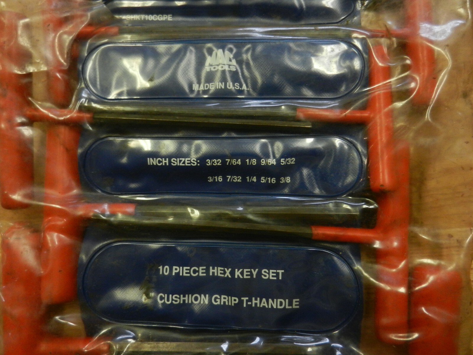 Mac Tools 9 Piece Set SAE T-Handle Hex Key Set W/Sleeve SHKT10CGE * Missing 7/64