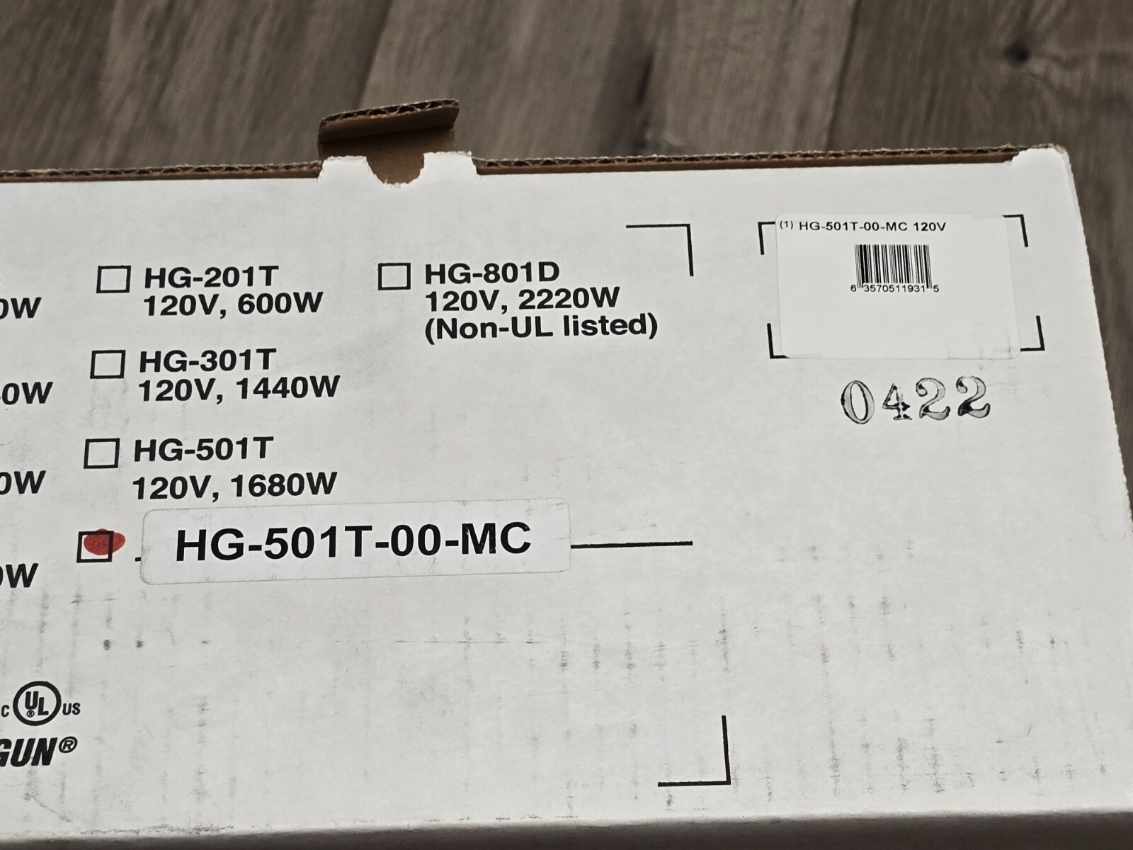 Master Appliance VariTemp Heat Gun, 1200 Degrees, Momentary Switch HG-501T-00-MC