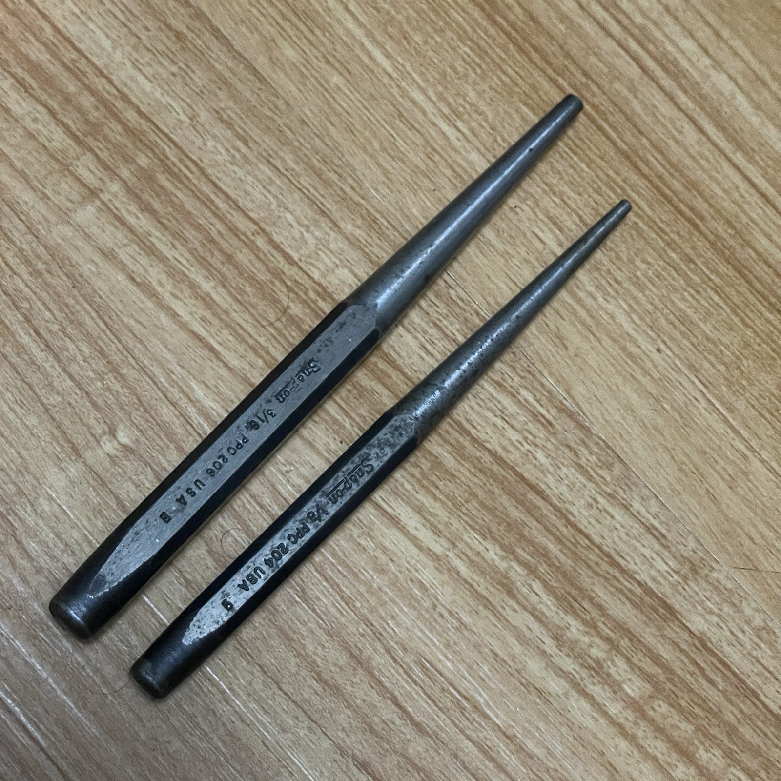 Snap On 2Pc Pin Punch Set 1/8” 3/16” USA PPC204 PPC206