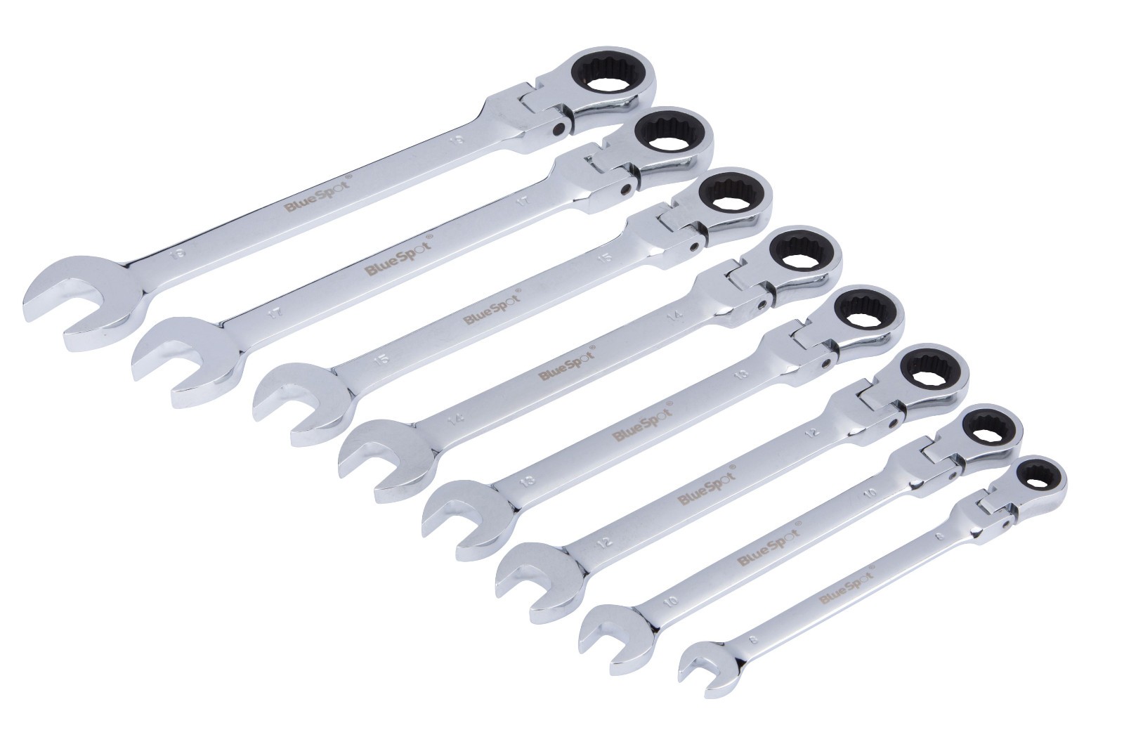 Blue Spot Tools 8 Piece Flexible METRIC Ratchet Spanner Set 8mm – 19mm