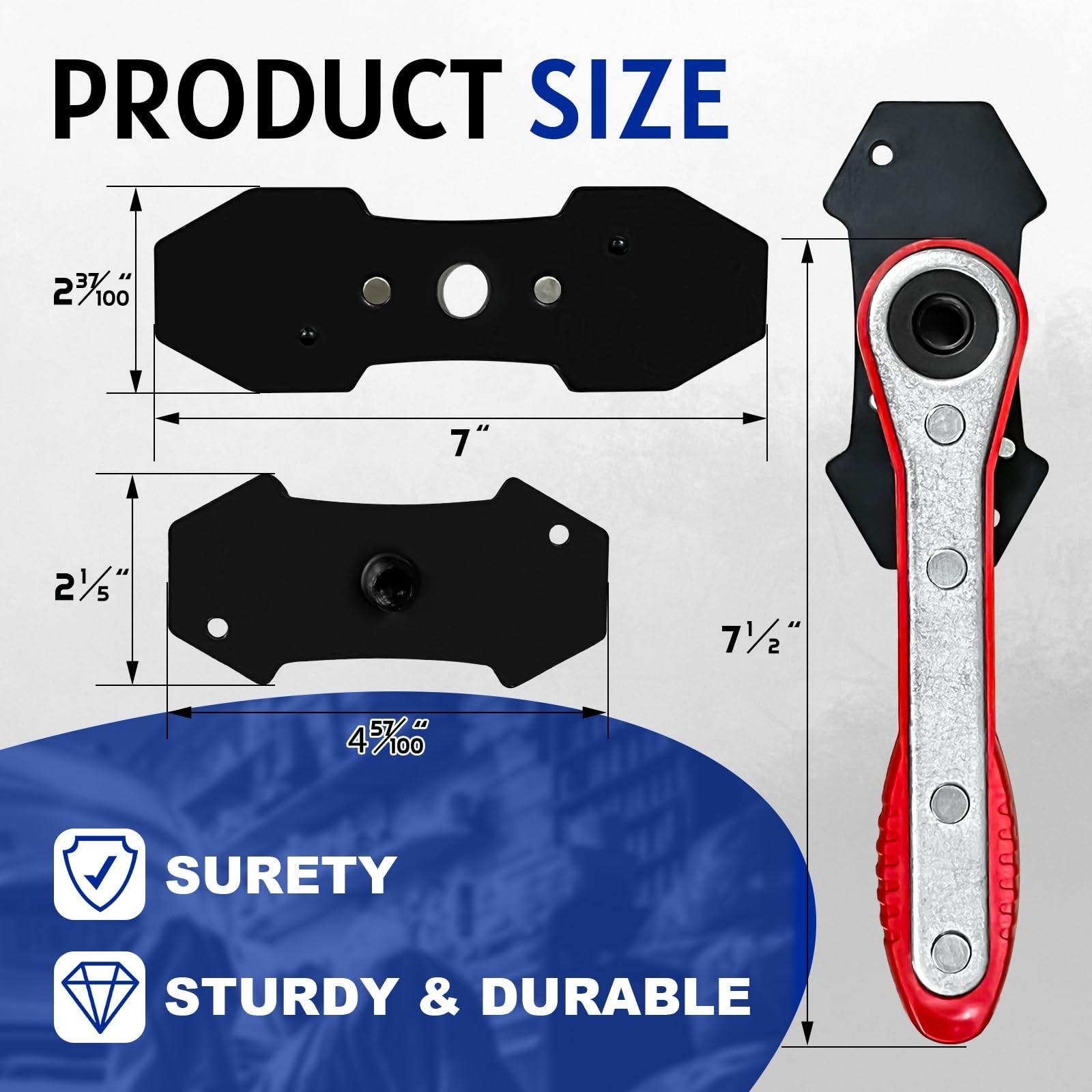 Brake Caliper Compression Tool with Extra 2Pcs Large Plates 1.57″-2.95″