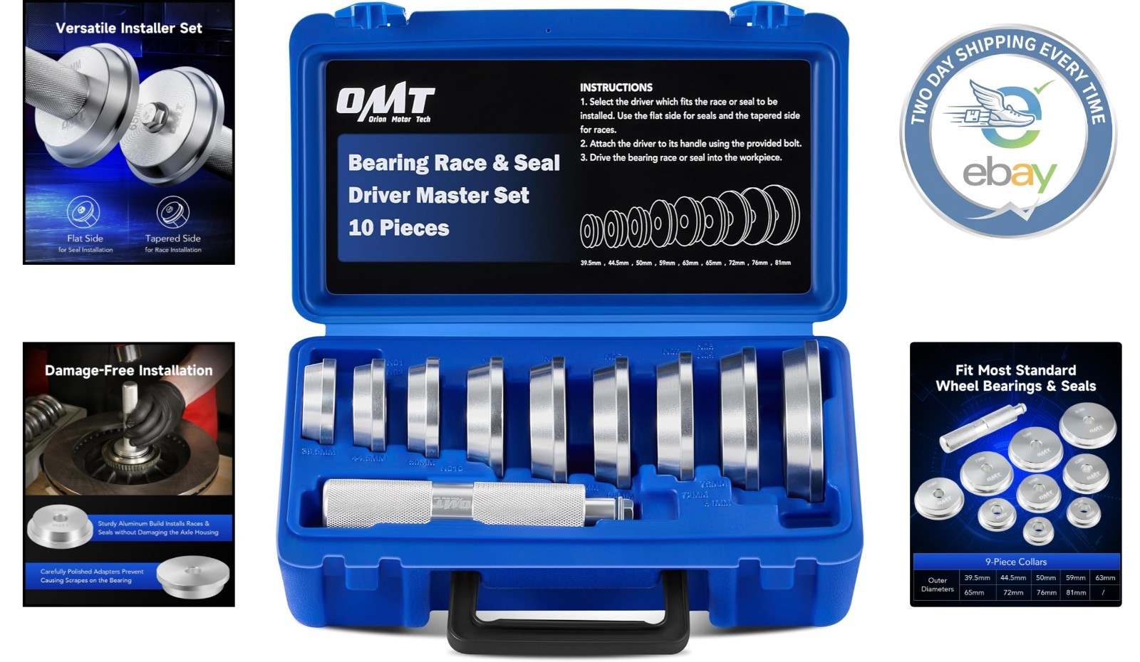 Versatile 10pc Seal Installer System with Aluminum Build – Perfect for Mechanics
