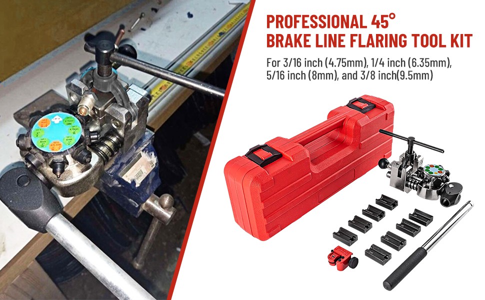 Brake Line and Tubing Flaring Tool 45 Degree Set – Single, Bubble, Double Flares
