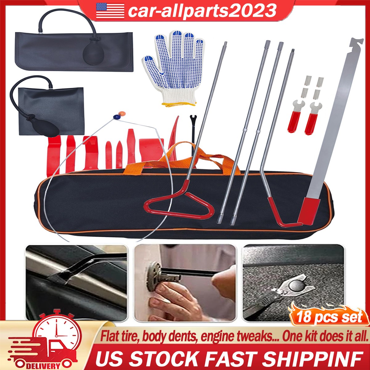 18PCS Professional Auto Body Repair Kit Essential Roadside Assistance Set