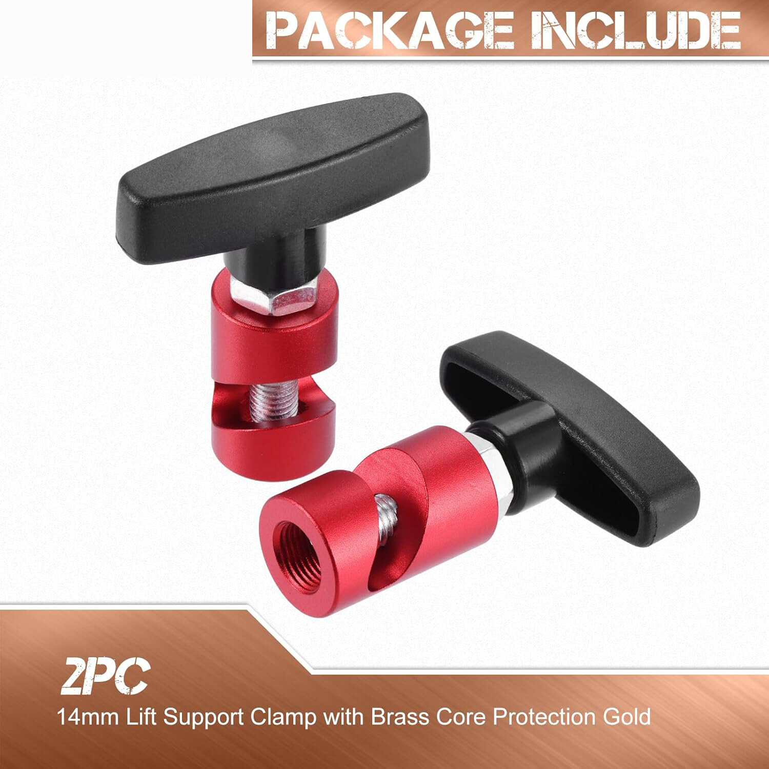 2Pcs Red 2-in-1 Hood Strut Clamp 14mm Spark Plug Gap Tool Lift Support Clamp