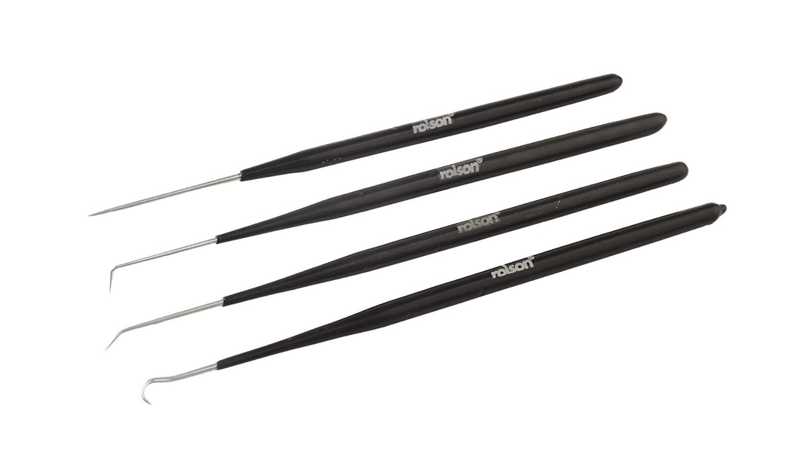 Rolson 4pc Spring Hook & Pick Set 175mm Non-Slip Grip O-Ring Clip Remover Tool