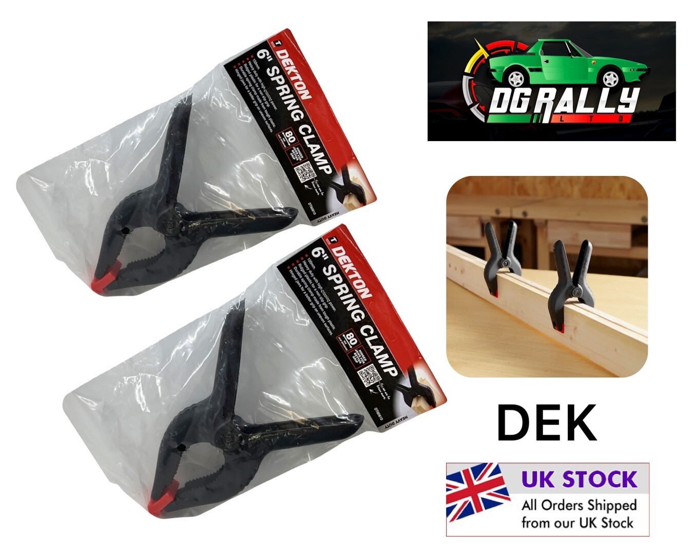 2 x Dekton Spring Quick Grip Clamps Wood Work Carpentry Plastic Clamp 150mm /6″