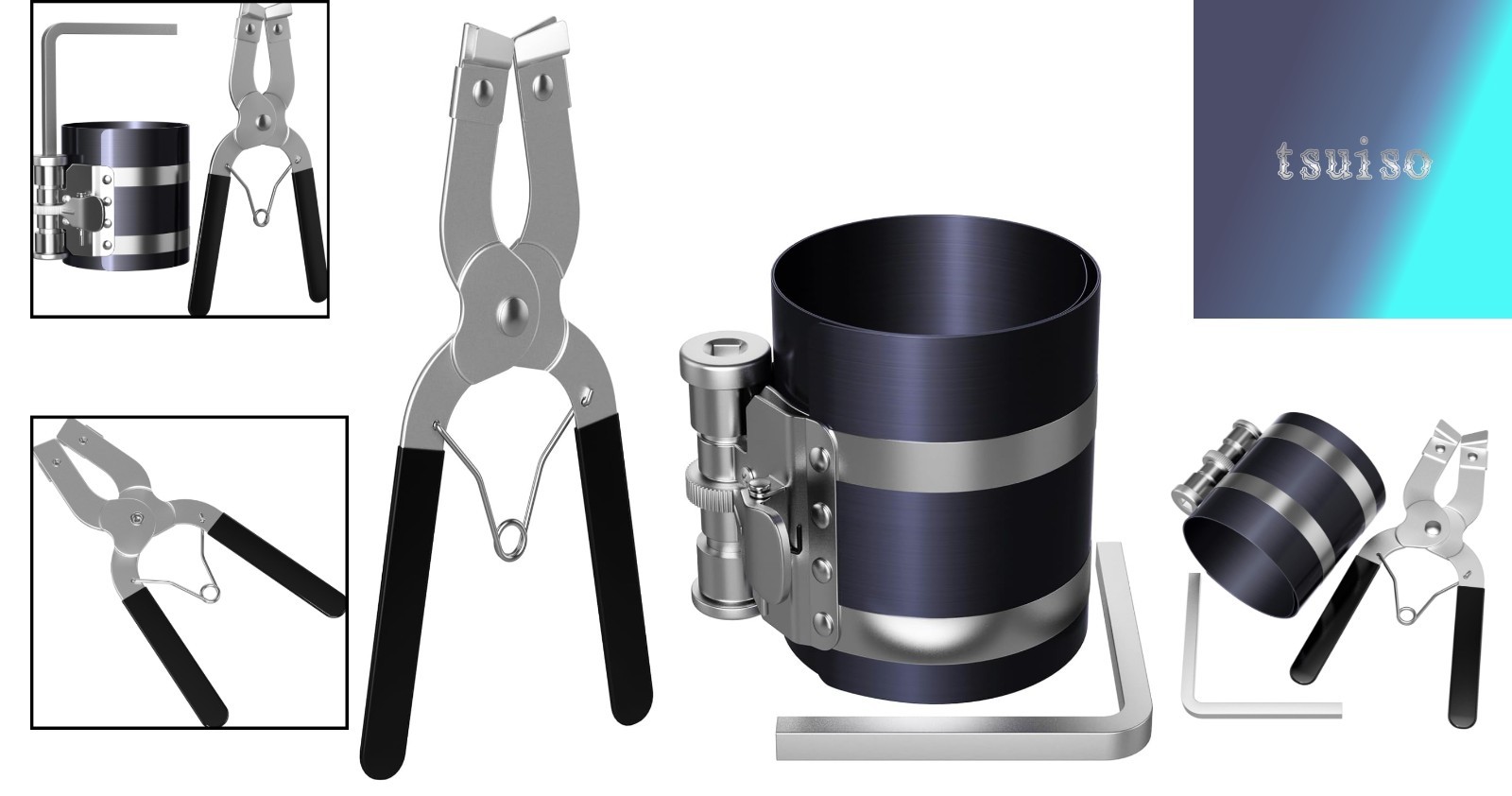 Professional Piston Ring Compressor Tool Kit with Adjustable Diameter 53mm-175mm