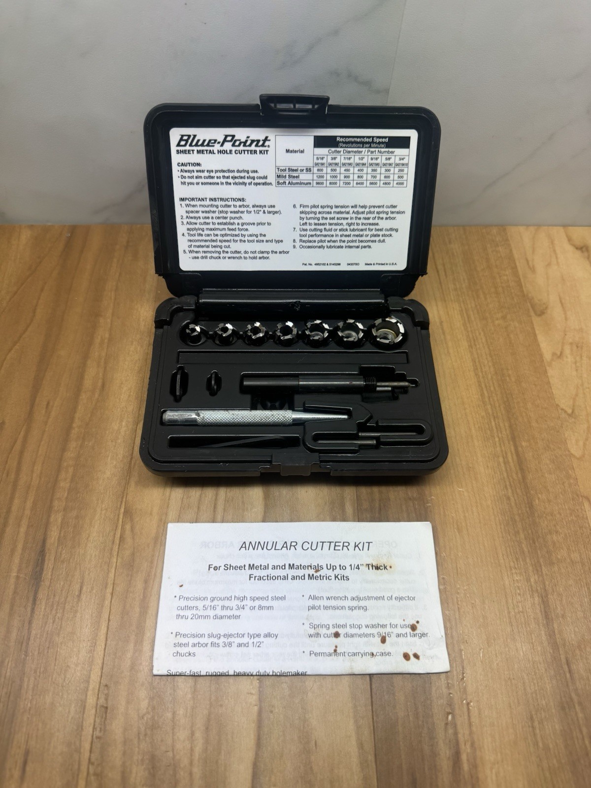 Blue-Point by Snap-on Sheet Metal Hole Cutter Kit # GA219B – Hole Cutter & Arbor