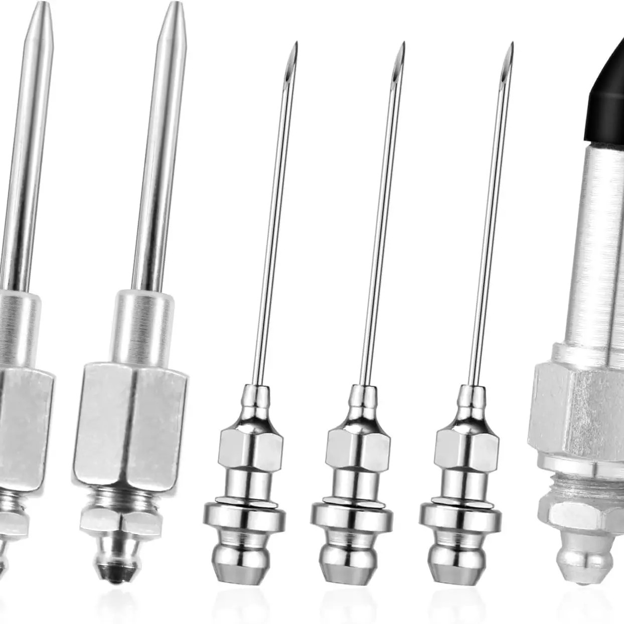 6Pcs Grease Gun Accessory Kit Needle Nozzle & Rubber Nipple Adapter Fittings