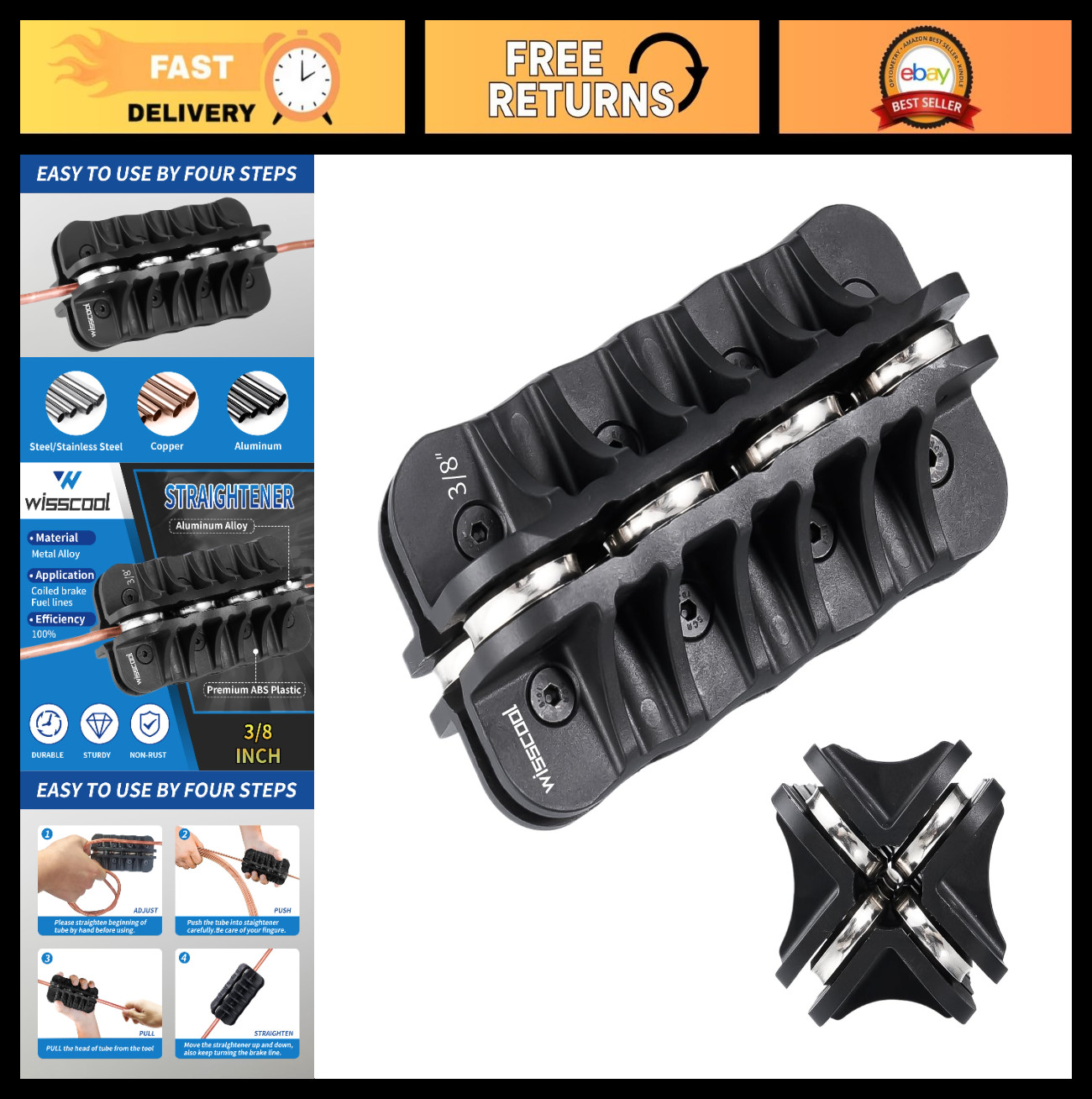 3/8″ Tubing Straightener Tool for Brake Lines & Copper Pipe | Handheld Tube Tool