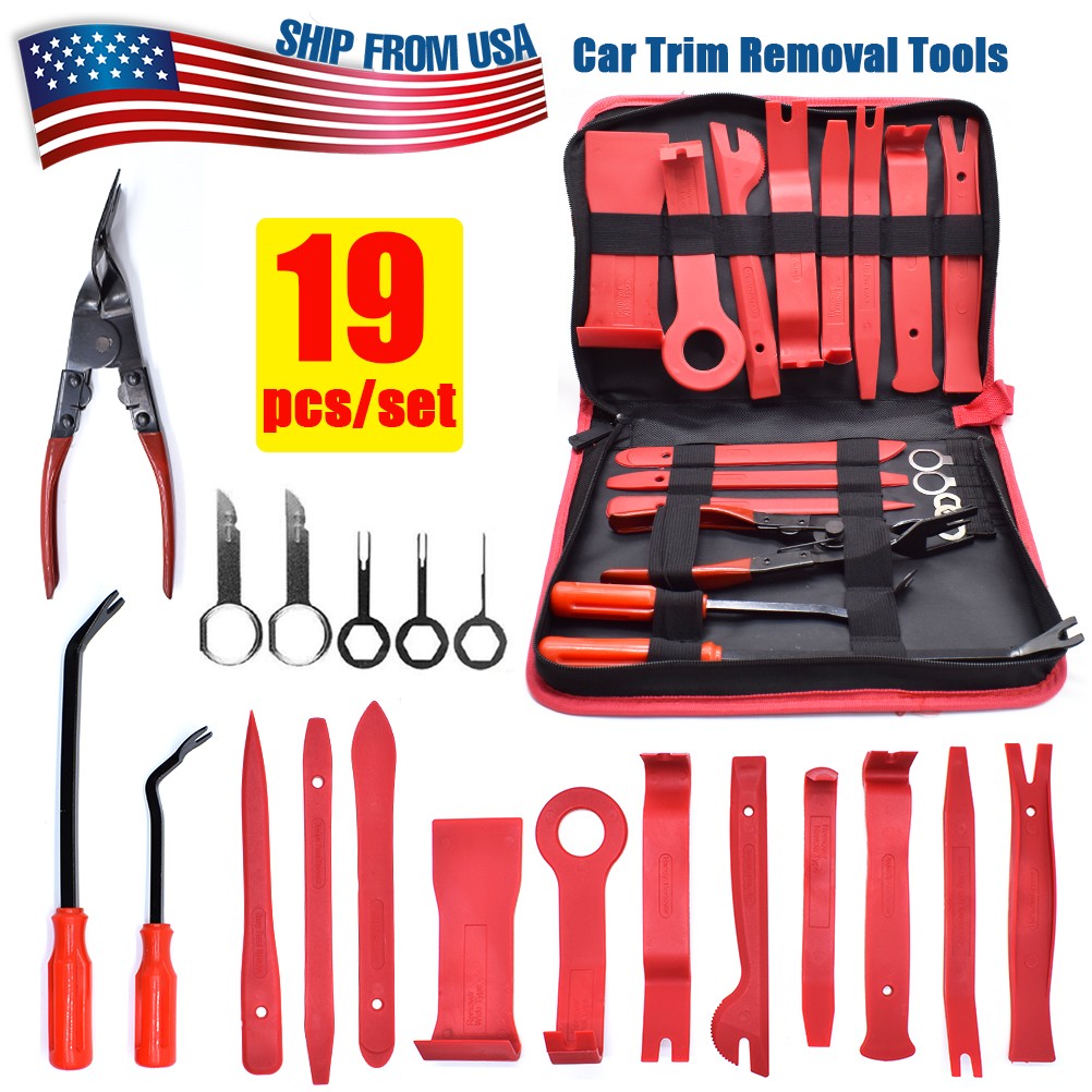19PCS Removal Trim Tool Kit Trimmer Car Interior Handle Door Pliers Remover Set