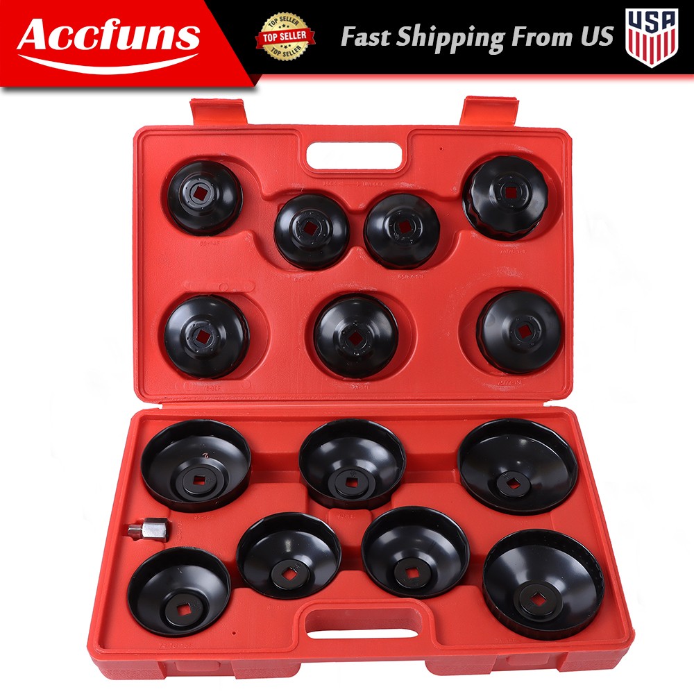 14pcs Oil Filter Cap Wrench Socket Removal Tool Kit 65-14F to 100-15F with Box