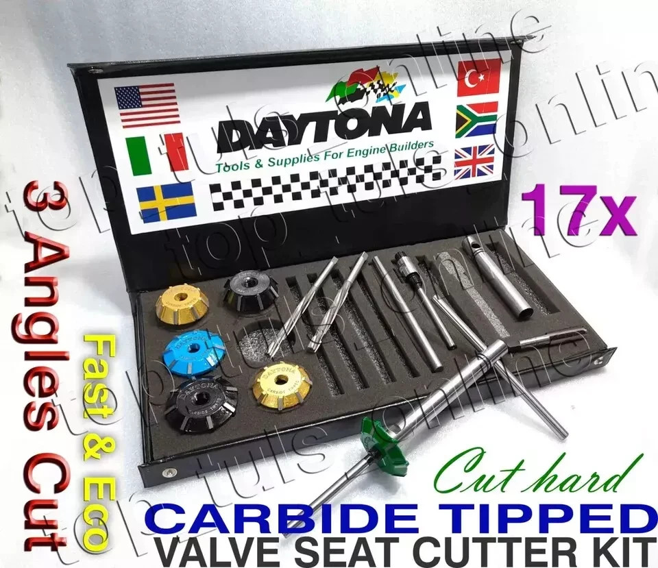 17x 3 Angle Cut Valve Seat Cutter Kit Carbide Tipped 2.02″-1660″-1750″-1.562″