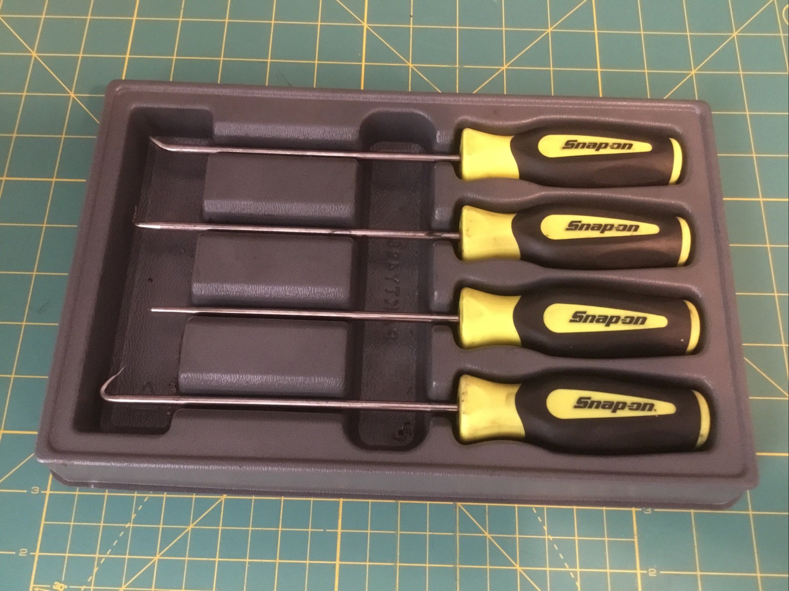 Snap-on Tools USA NEW 4 Yellow High Viz Soft Grip Long HD AWL Pick Lot Set
