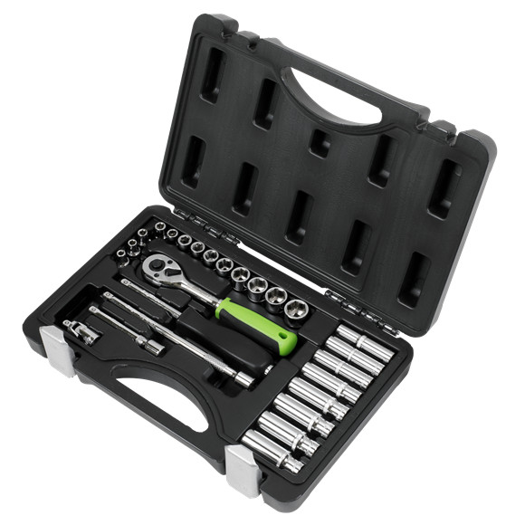 Sealey Siegen Socket Set 1/4″ Dr 26 Pce Set Std & Deep Sockets In Case