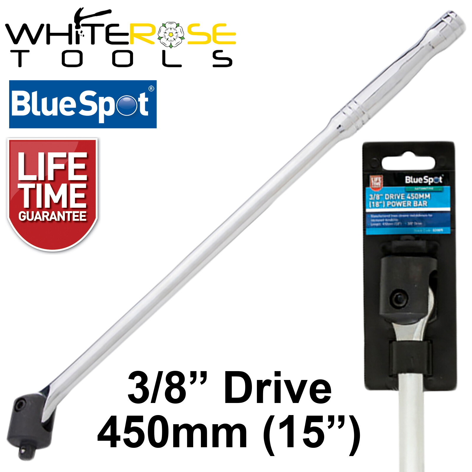 BlueSpot Breaker Bar 3/8″ Drive Power Bar 450mm 18″ Strong Arm Wrench Flexi Head