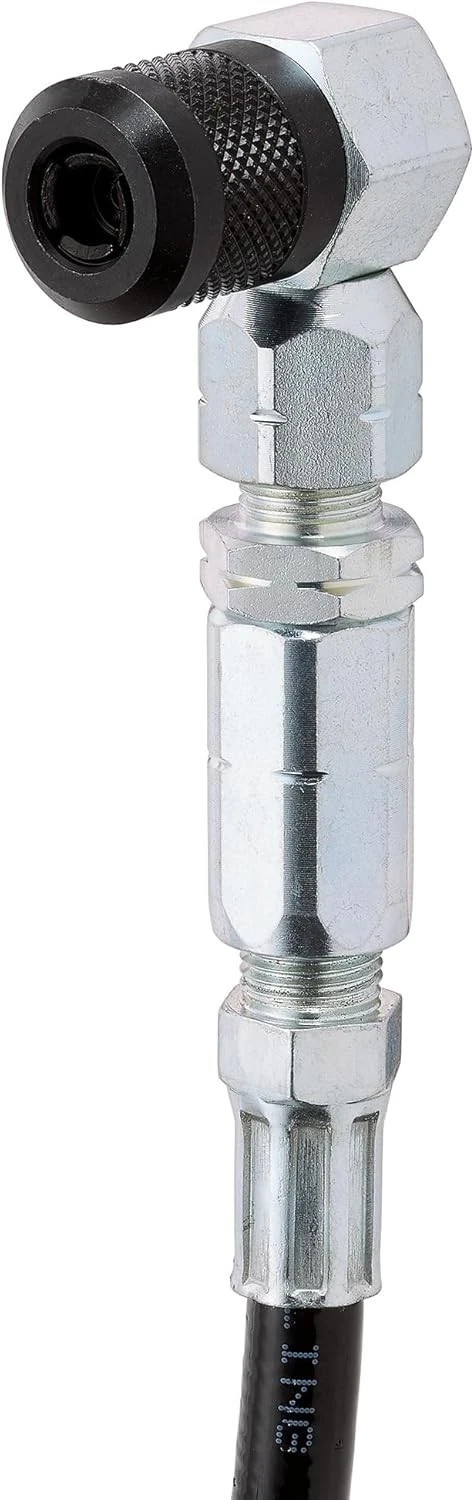 Slippery Pete 90 Degree Grease Gun Coupler – 18 Inch Flex Hose, Black