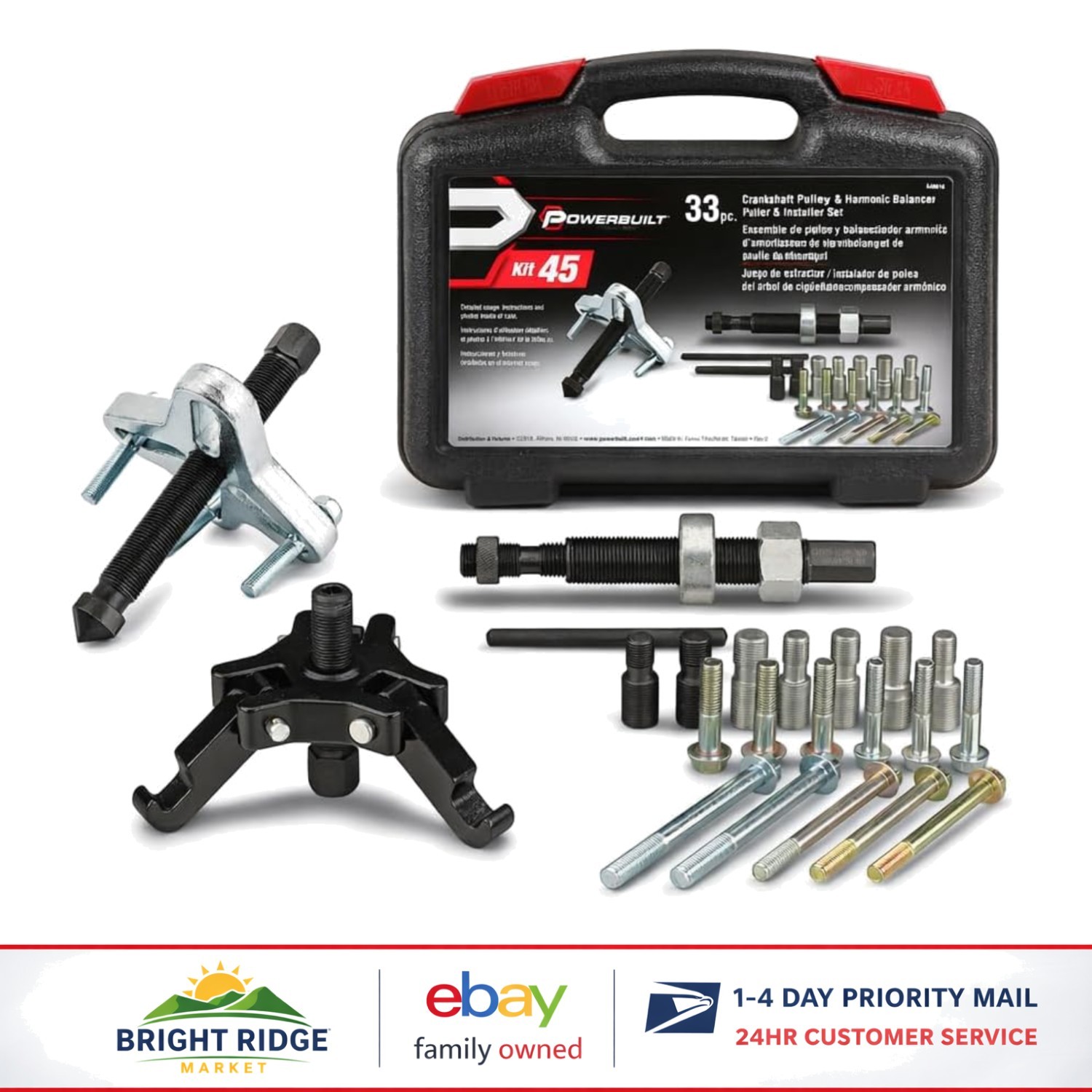 33-Piece Harmonic Balancer and Pulley Installer Tool Set for V8 and V6 Engines