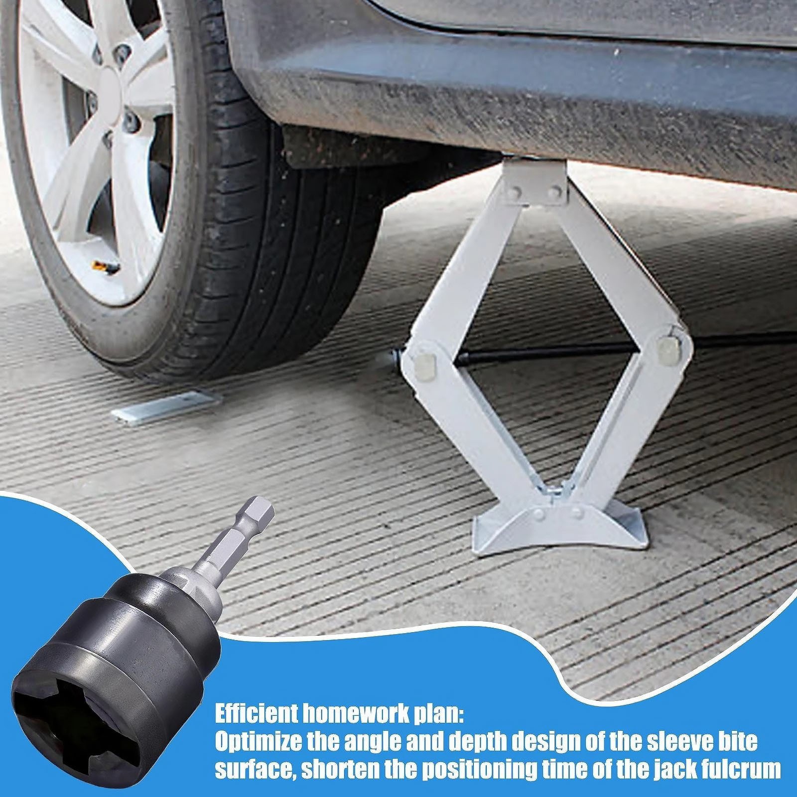 Power Drill to Scissor Jack Adapter, Socket Converter Tool, High Carbon Steel
