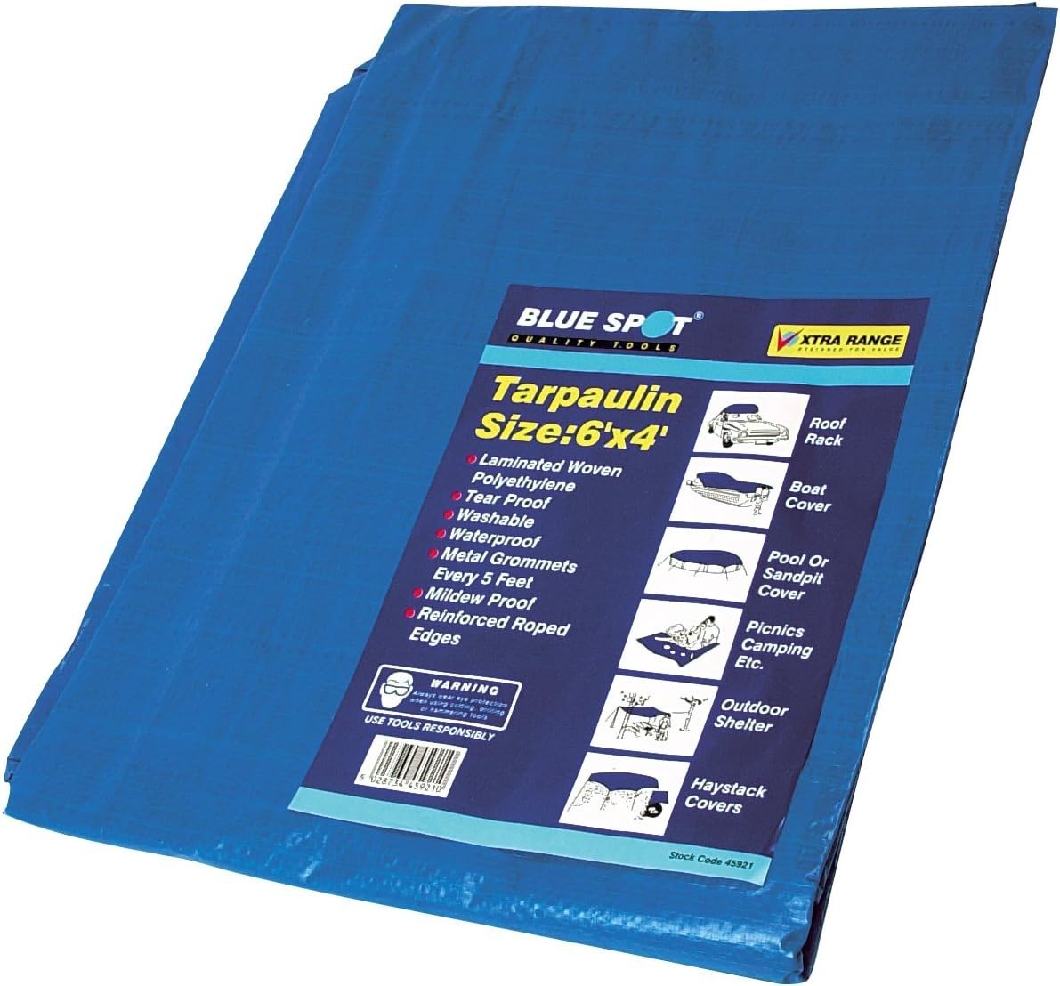 BlueSpot – 1.8m x 1.2m Tarpaulin Blue Waterproof Ground Camping Sheet