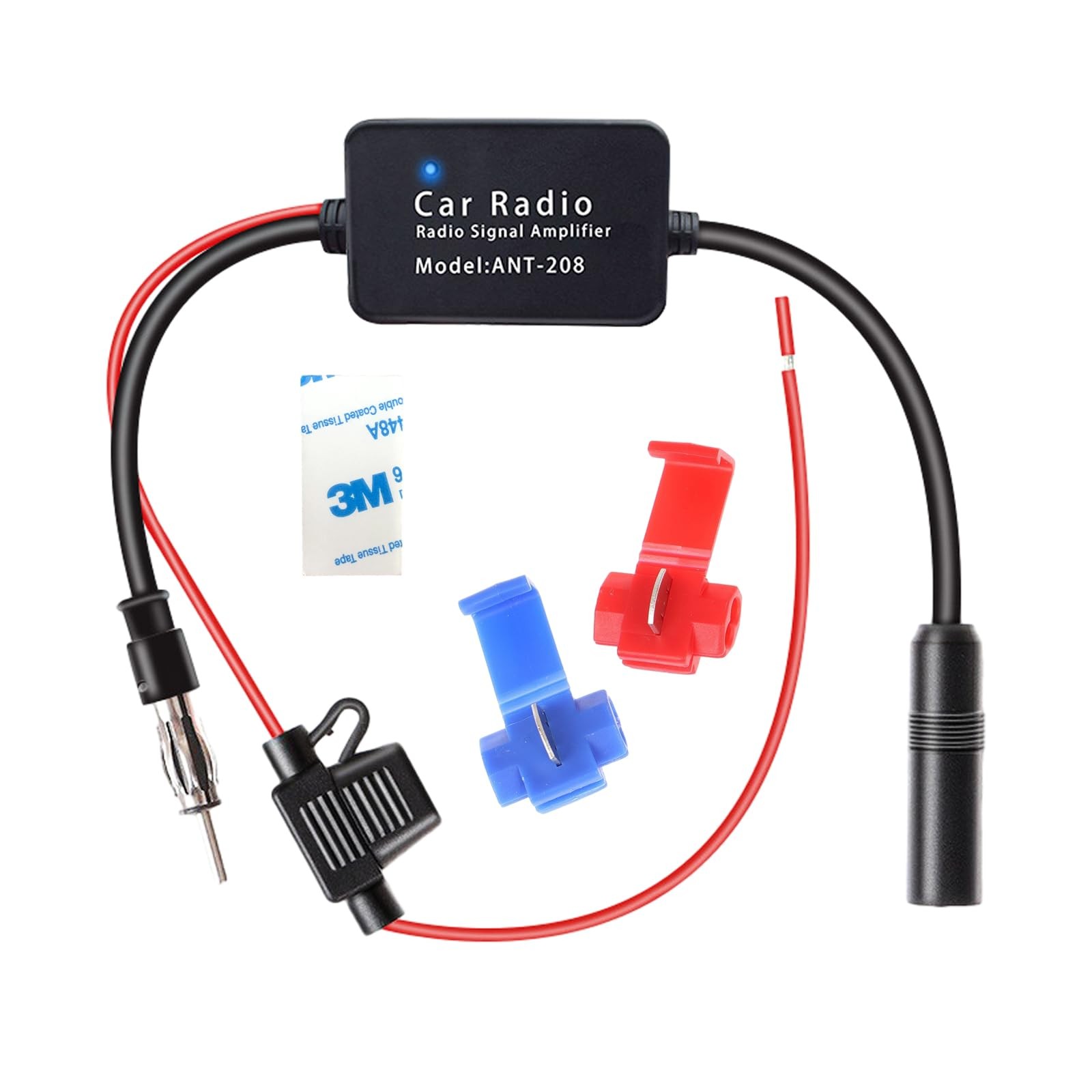 Dickno 12V Car Antenna Booster, Amplify Signal & 2.16 × 1.37 inches, Black