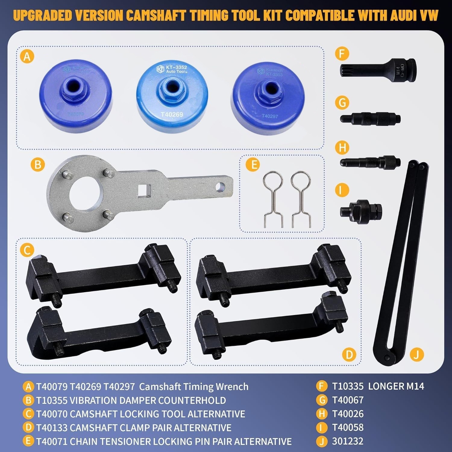 Engine Camshaft Timing Tool for Audi VW 2.0/2.4/2.8/3.0/3.2/4.2/5.2 Porsche 3.0T