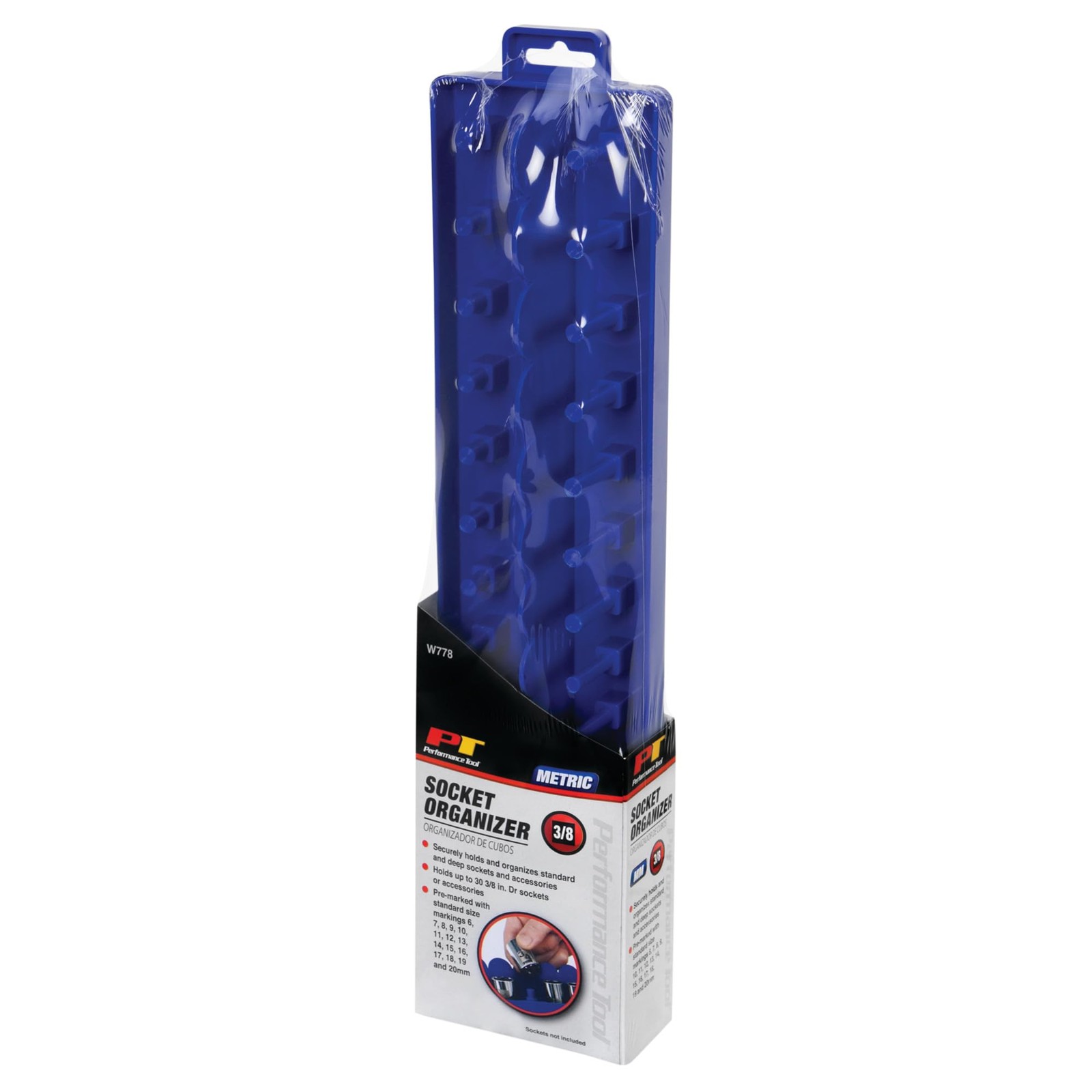 Performance Tool W778 3/8″ Alloy Steel Metric Socket Holder with Easy-View Marki