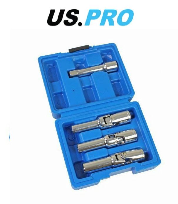 US PRO Glow Plug Deep UJ Socket Remover Set 3pc 8mm 10mm 12mm 3/8″ Drive 5639