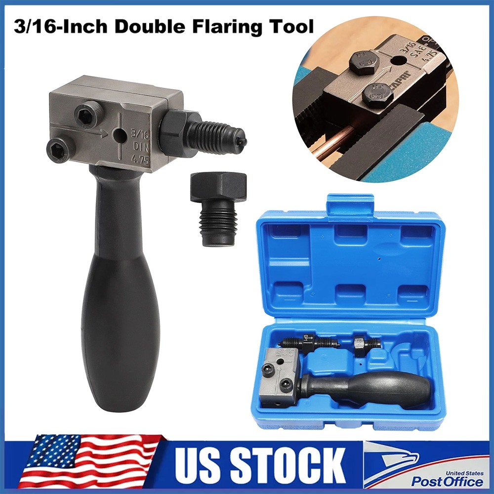 Car Brake Line Flaring Tool Kit 3/16″ 45° SAE Double Flare for Auto Pipe Repair
